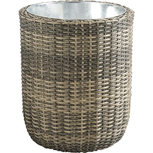 Pot haut rond rotin synthétique cache-pot tressé extérieur pour plante de balcon