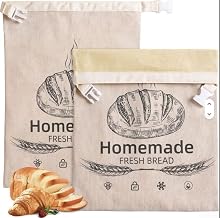 Sac à pain extra large à la cire d'abeille avec fermeture éclair en lin – Rangement réutilisable pour la pâte à sure, garder au frais sans plastique, 32 x 43 cm (maison)
