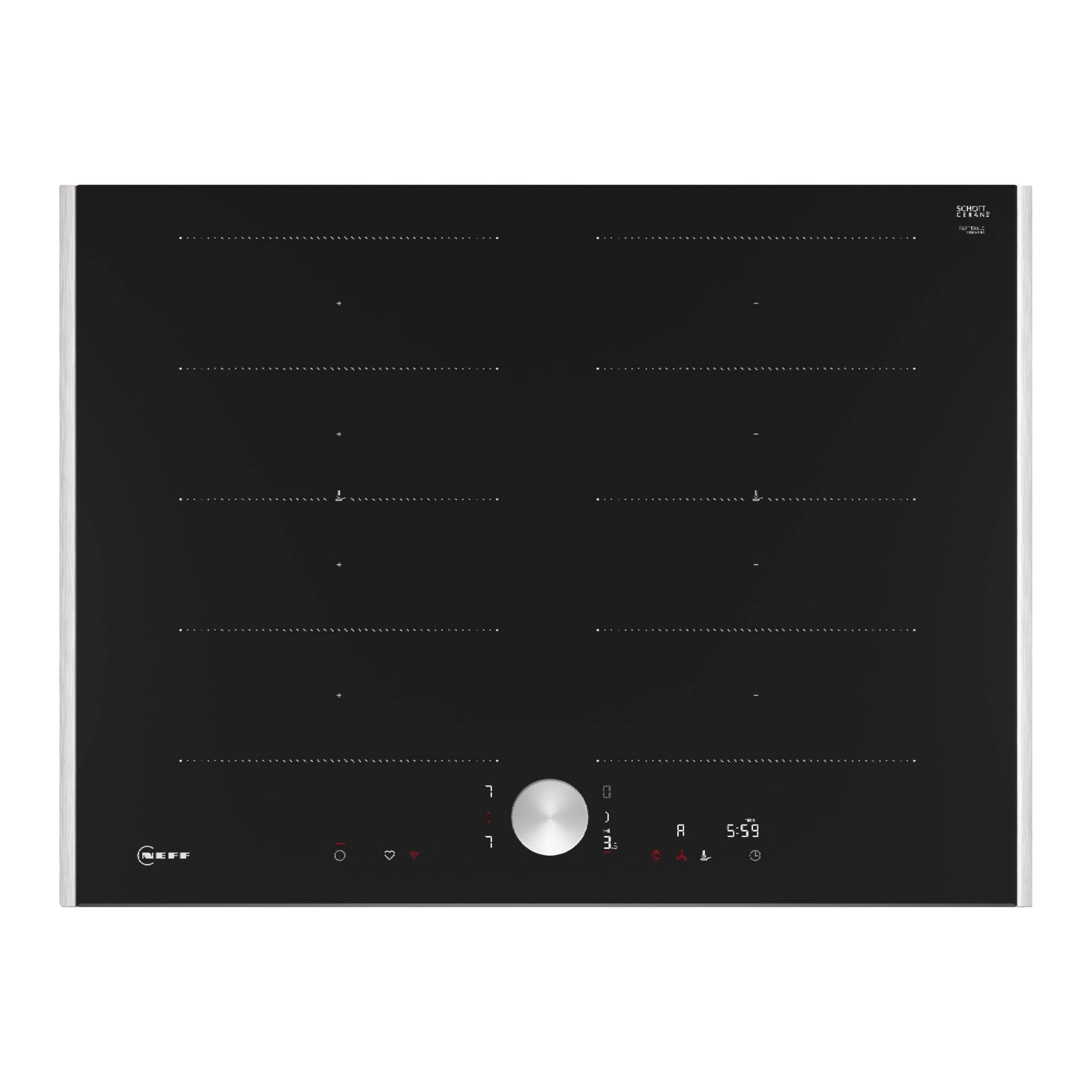 NEFF T67TTX4L0 N 90 Induktionskochfeld autarkes Glaskeramik-Kochfeld 70 cm Twist Pad Flex Induction Home Connect Smart Hood Automatic aufliegend Schwarz
