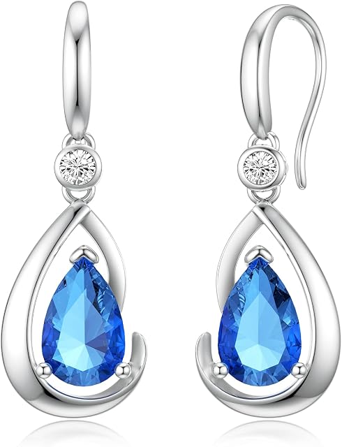 SEVENWELL Women's Teardrop Earrings 925 Sterling Silver Dangle Earrings Multicolor with Box