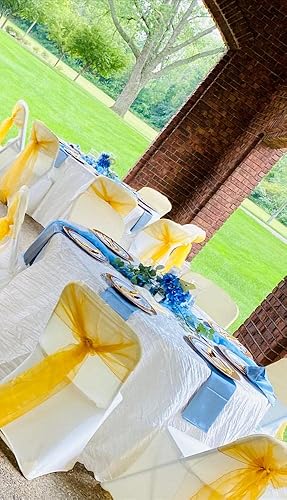 Miniatura 4 de Your Chair Covers - Mantel redondo de tafetán arrugado de 120 pulgadas - Mantel de comedor blanco brillante para boda, fiesta, cumpleaños, baby