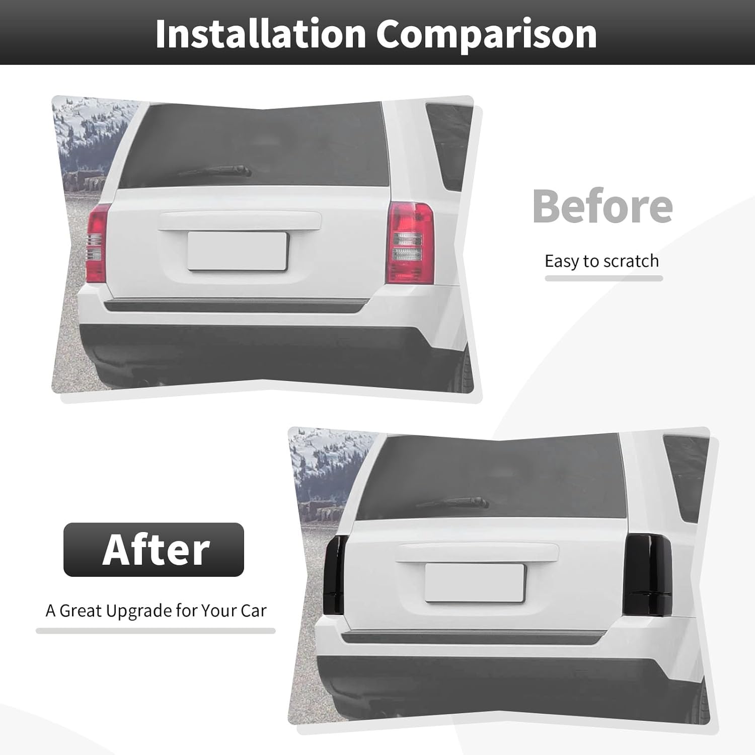 CheroCar Smoked Black Tail Light Cover Guard Trim Replacement TailLight Cover ABS Exterior Accessories for Jeep Patriot 2011 2012 2013 2014 2015 2016