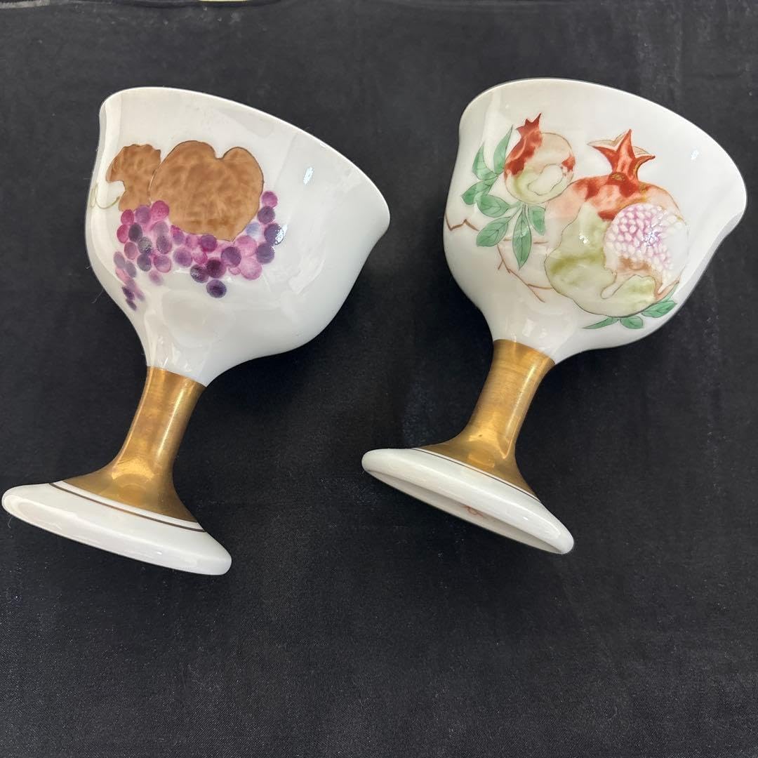 宮内庁御用達 深川製磁 豊穣シリーズ ペアワイングラス 葡萄 ざくろ