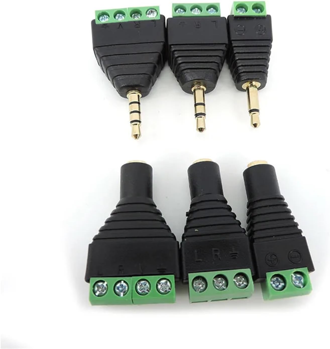 2/3/4 Pole Section 3.5mm Audio Male Female Jack Mono Stereo Connector DC Free Screw Audio Interface Terminal Block Channel(2pole Male,2pcs)