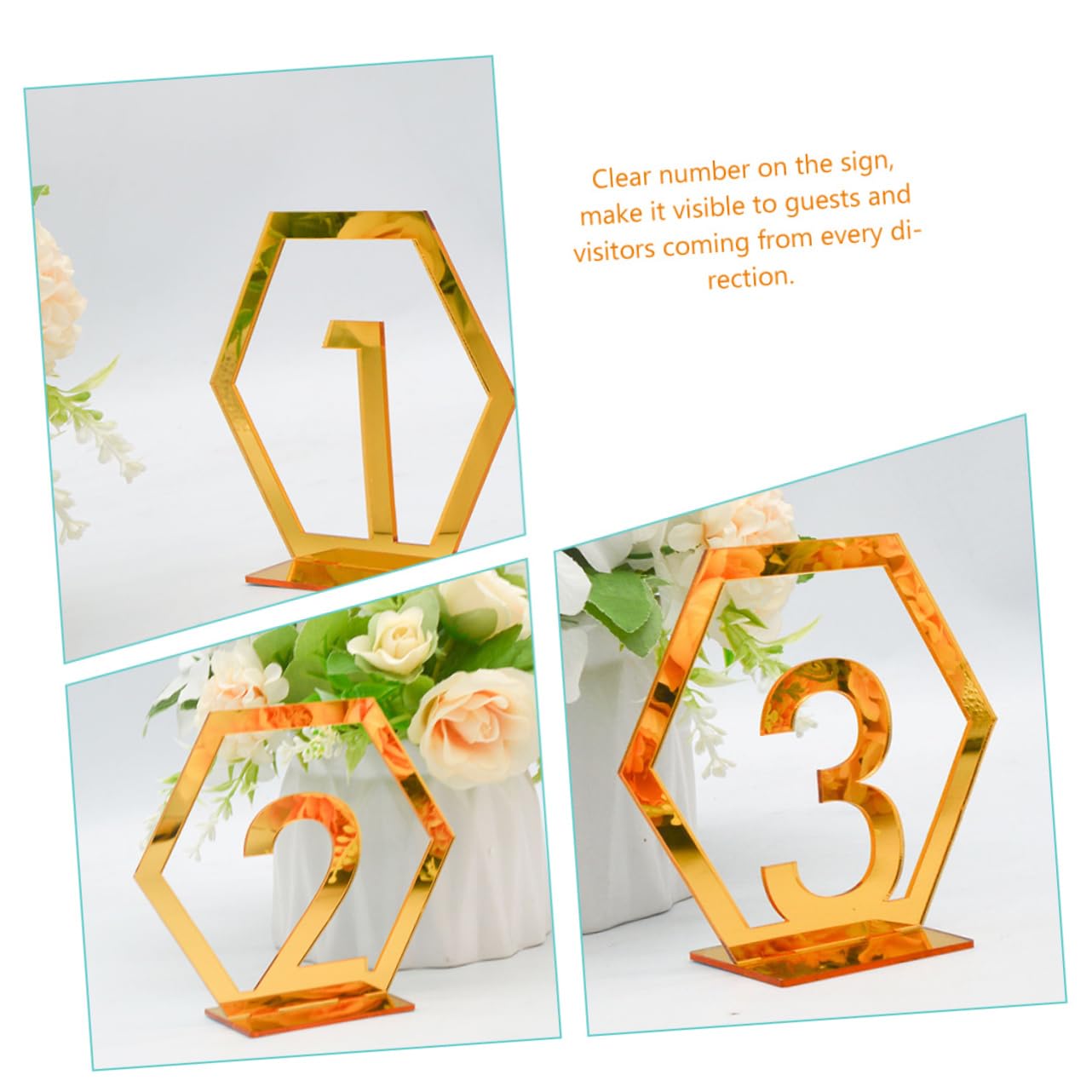 Zerodeko 3 Set Portanumero Da Acrilico Oro Per Ricevimenti Matrimoniali E Segnaposto Eleganti Con Visibili Per Feste E Cerimonie 10 Pezzi*3