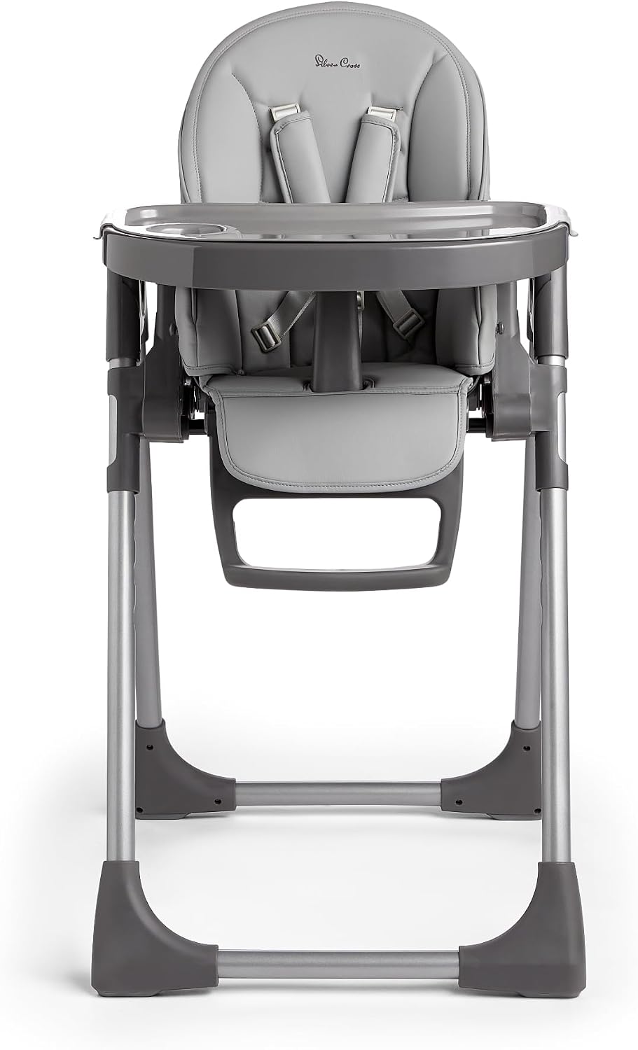 Silver Cross Buffet highchair folded freestanding in grey leatherette