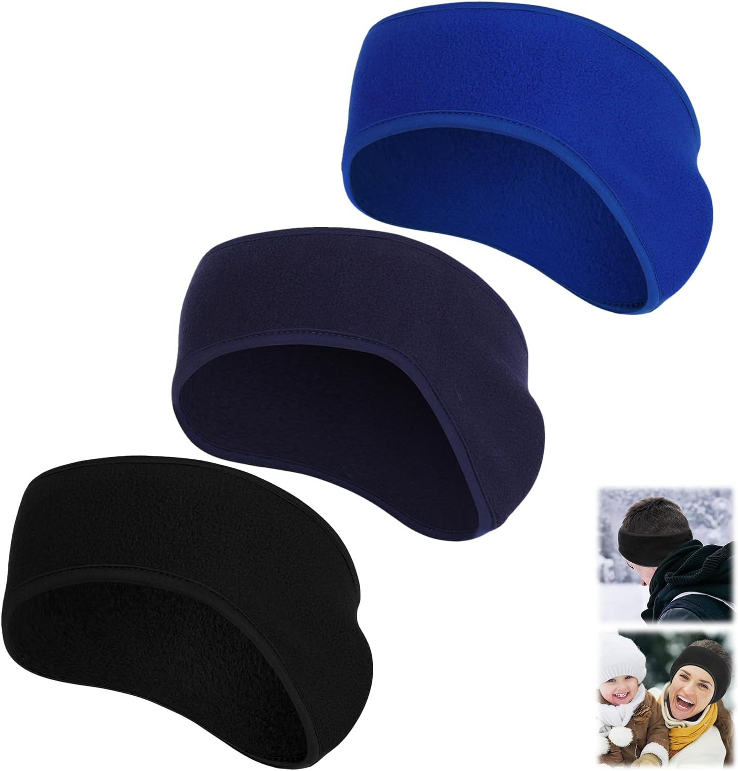 Ear Warmers Headband, Fleece Earmuffs Running Headband Winter Ear Covers Moisture Wicking Ski Sport Headband for Men & Women (19.2 inches, One Size, Cycling)