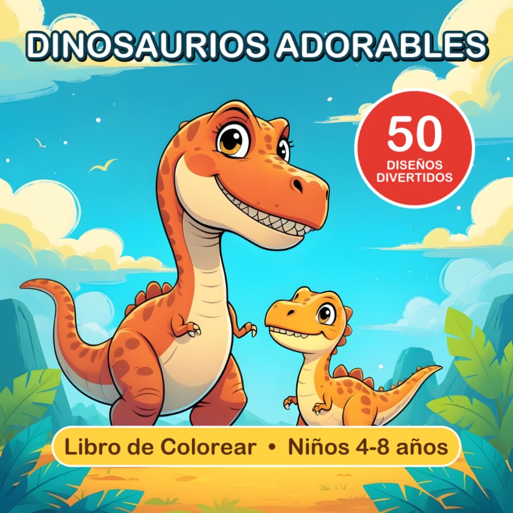 Dinosaurios Adorables: Libro de Colorear para Niños de 4 a 8 años (Adorables para Colorear)
