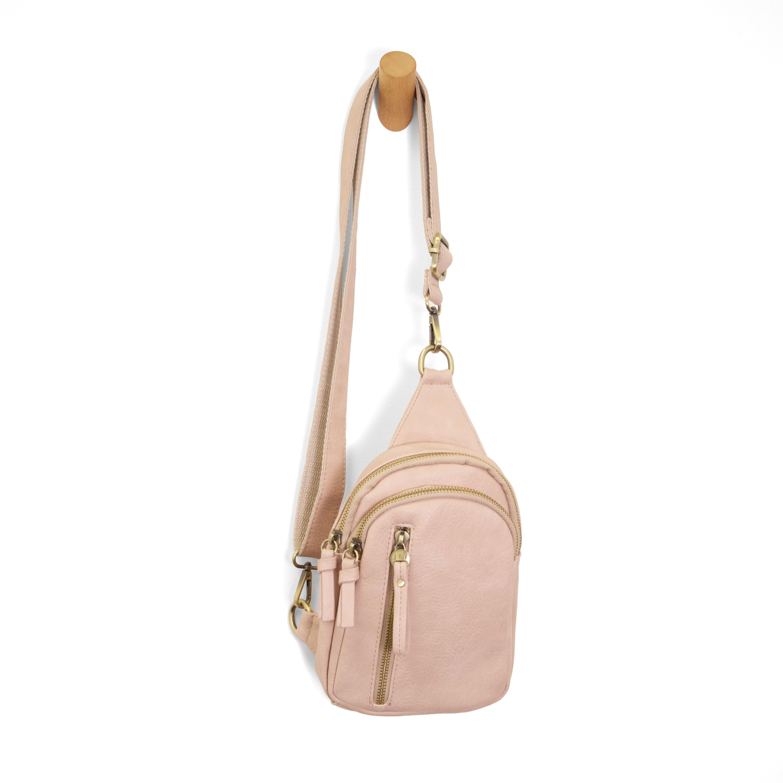Joy Susan Skyler Sling Bag: Vegan Leather, Zippered Closure, Brass Plated Hardware