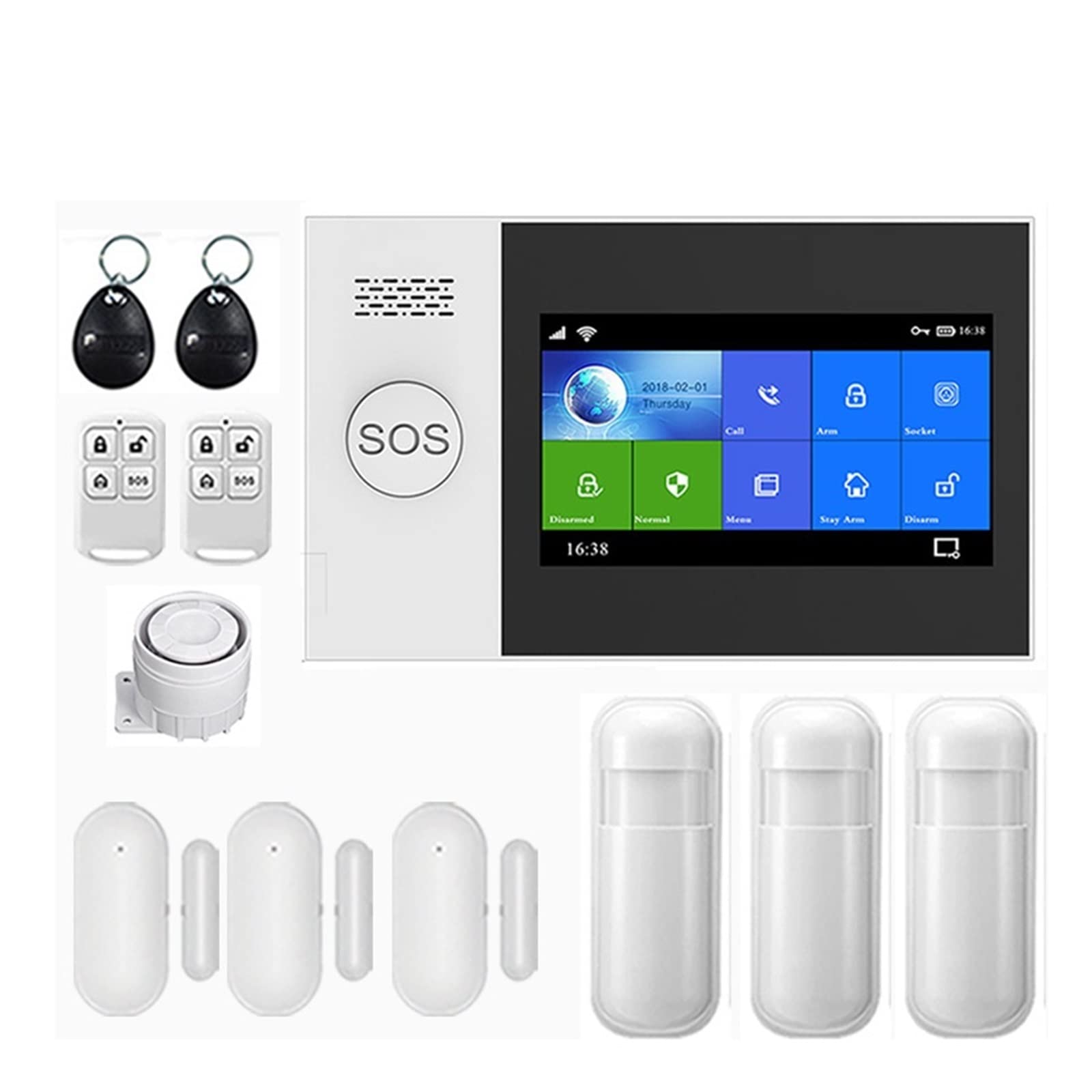 Sistema di Allarme di Sicurezza Domestica, Tuya Smart Alarm di Sicurezza Domestica con sensore Movimento Sensore Porta RFID Card Kit Allarme Wireless(D)