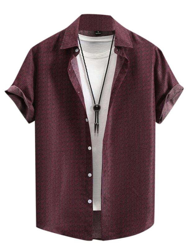 Image of LookMark Men's Cotton Regular Fit Printed Shirt Class