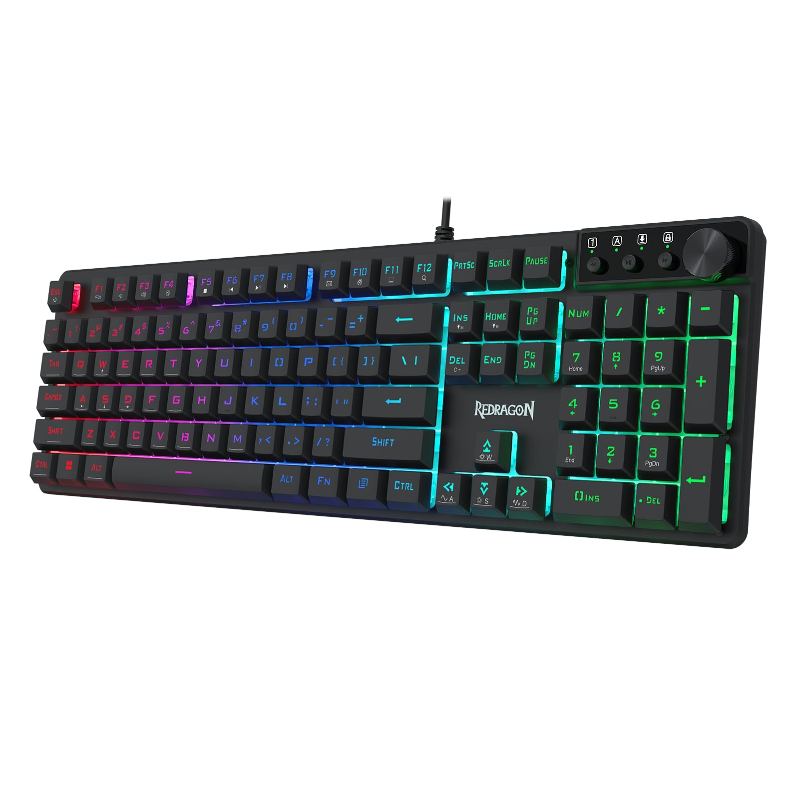 Redragon K521-E Gaming Keyboard with Knob, RGB 104 Keys Wired Keyboard | Mechanical Feeling Keyboard, 12 Multimedia Keys, Anti-Ghosting, Programmable Software, Compatible with PC, PS4/5, Xbox-picture-31