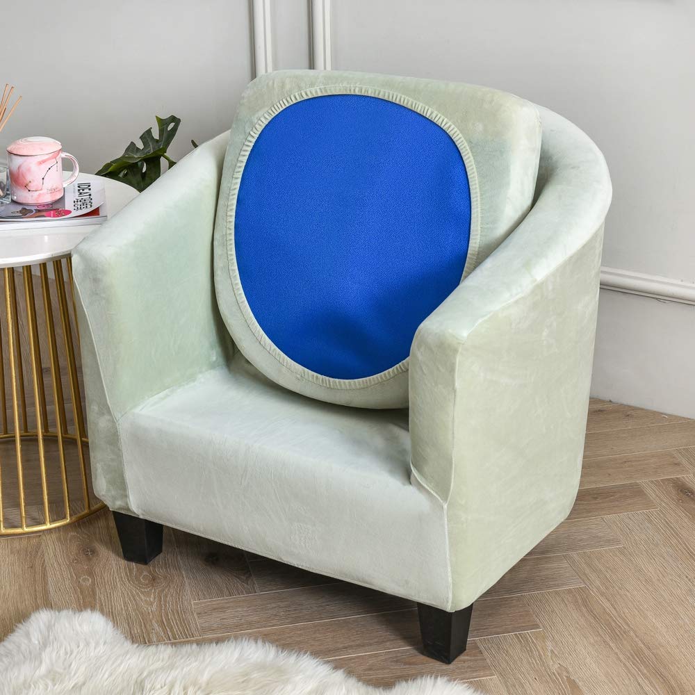Highdi 2 Pezzi Copripoltrona 1 Posto Chesterfield Elasticizzato, Poltrona Club da Cocktail Antiscivolo Rimovibile Tub Chair Copripoltrona per Camera da Letto Bar (Tinta Unita - Blu Reale