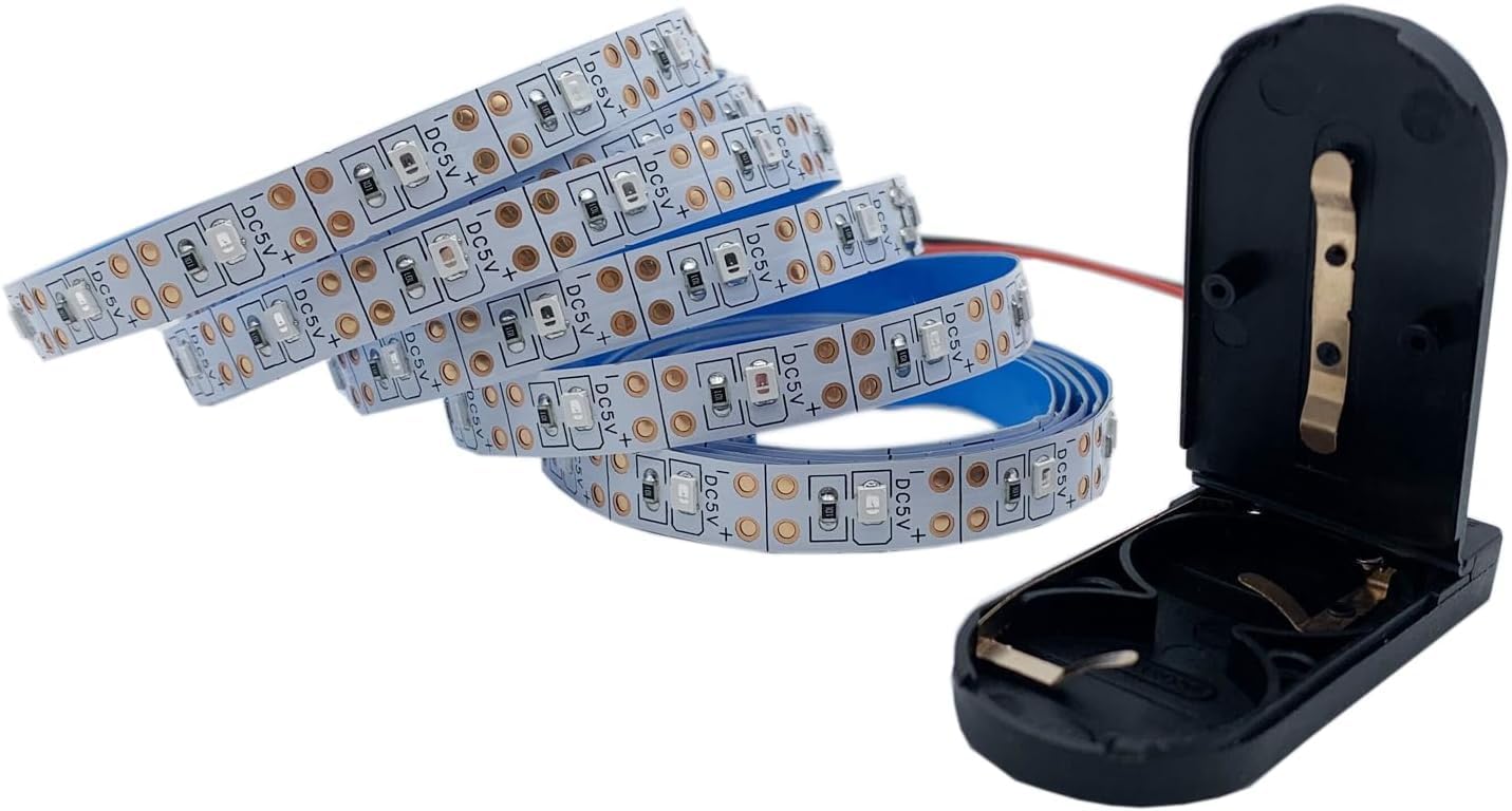 TOPXCDZ 2835 LED Strip Light, 1m/2m, Blue, Battery Operated, Indoor Use, 60/120 LEDs, Waterproof IP20, Multicolor, Button Control