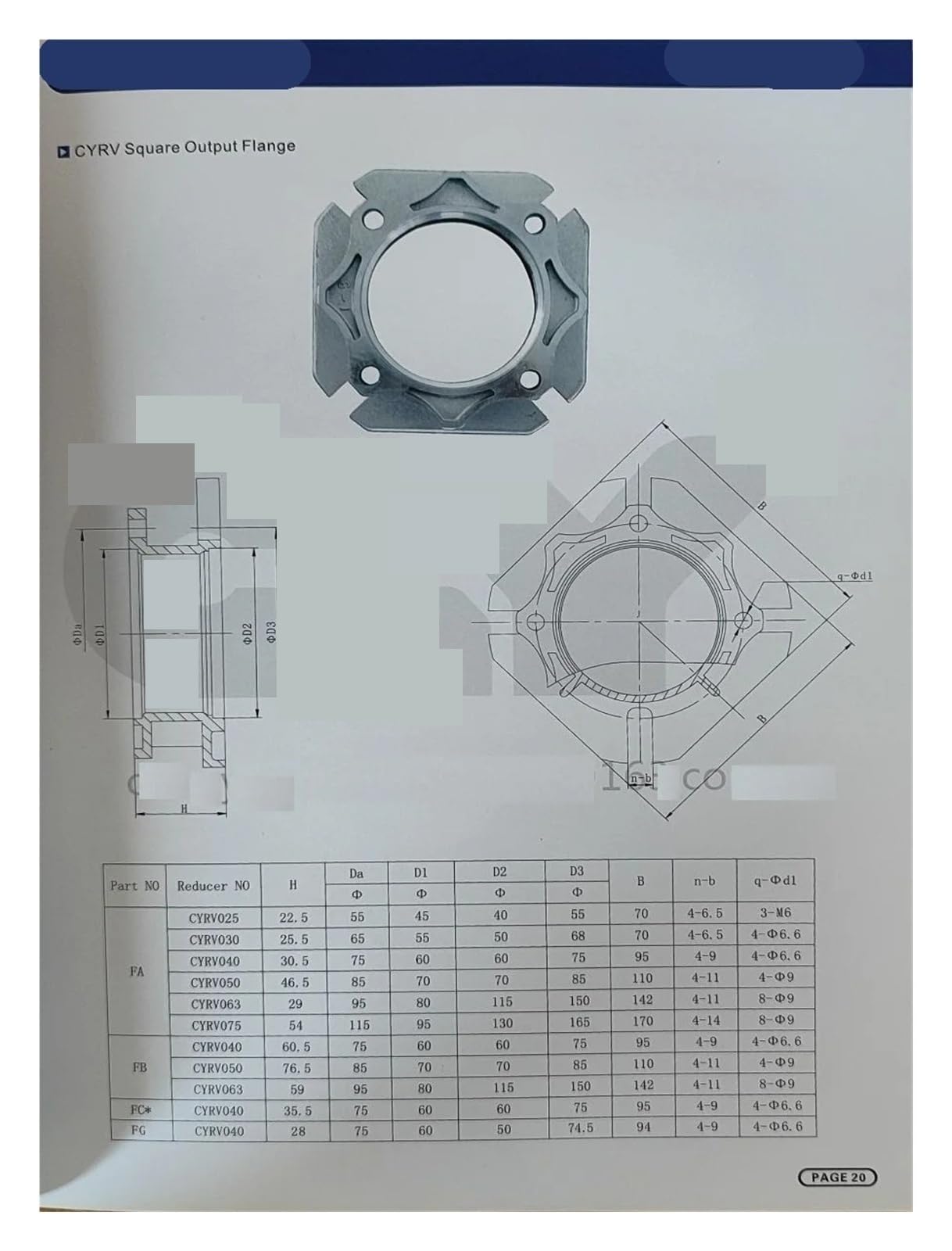 Bride de sortie FA FB FC FD FE for réducteur à vis sans fin NMRV30 NMRV40 NMRV50(Output Flange Fb,NMRV 050 Gray)