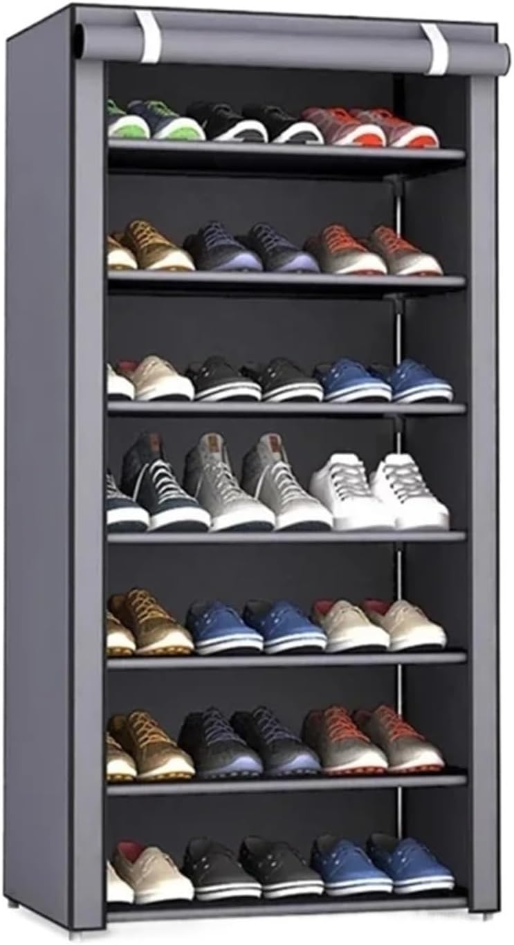 Hallway Entryway Stand Holder Space Saving Cabinet Home Furniture Dustproof Shelf, Multilayer Shoe Rack Organizer Nonwoven Fabric(Gray)