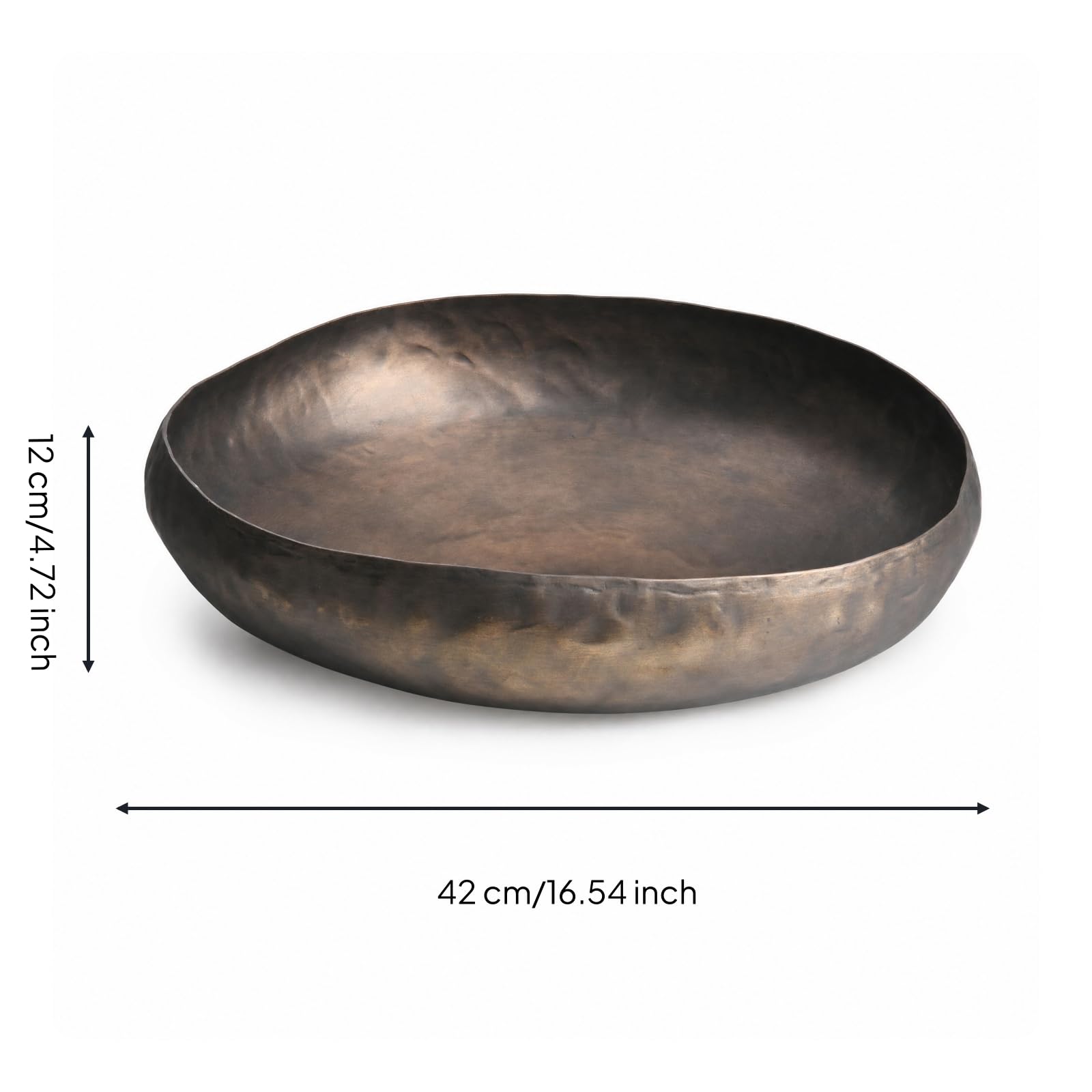 Vassoio Decorativo Inizia Come Parola Chiave Principale Ciotola Centrotavola Piatto Portafrutta Piatto da Esposizione in Alluminio Rifinito Scuro, 42 42 12cm