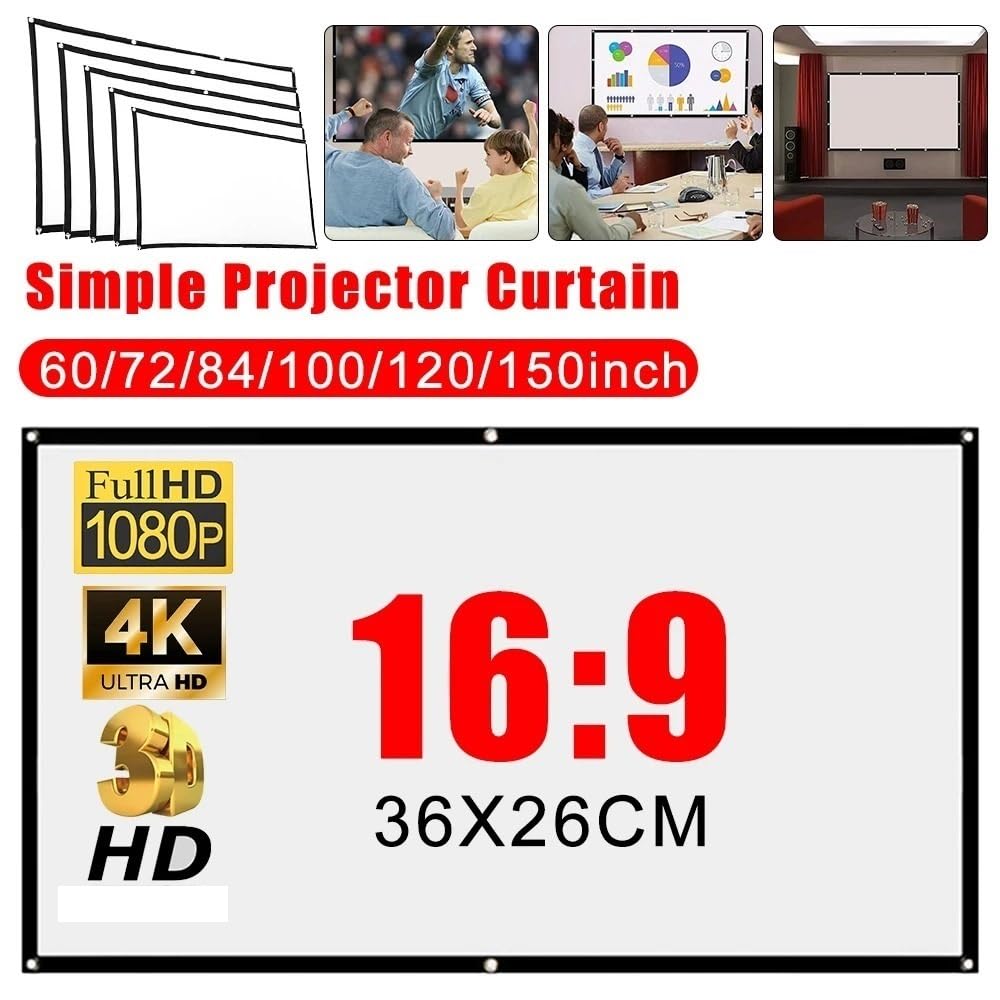 Ekran Ekrany projekcyjne Prosta kurtyna projektora 16:9 Przenośny ekran HD Kino domowe Kurtyna projekcyjna filmu(84 inch)