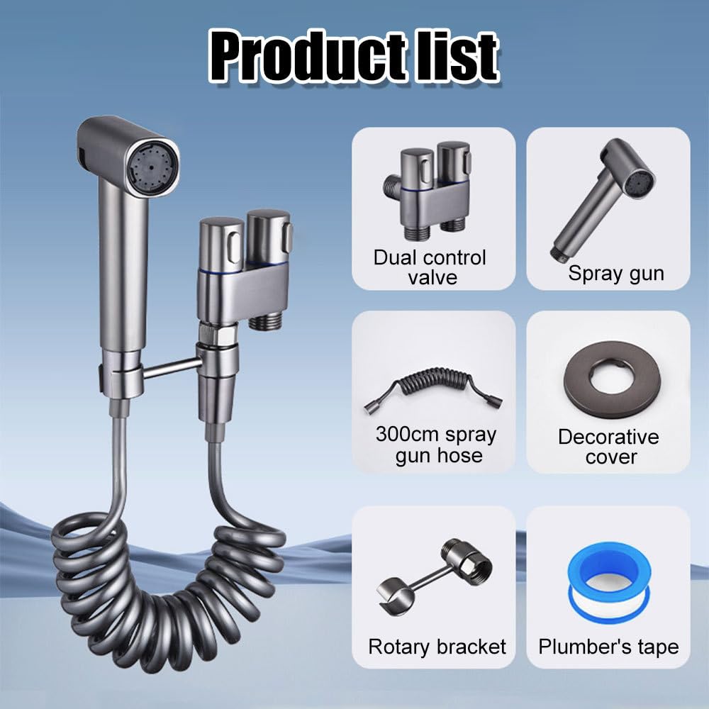 Kit spruzzatore per bidet portatile, attacco spray per WC con tubo da 300 cm per la pulizia del bagno, pannolini, igiene degli animali domestici e servizi igienici