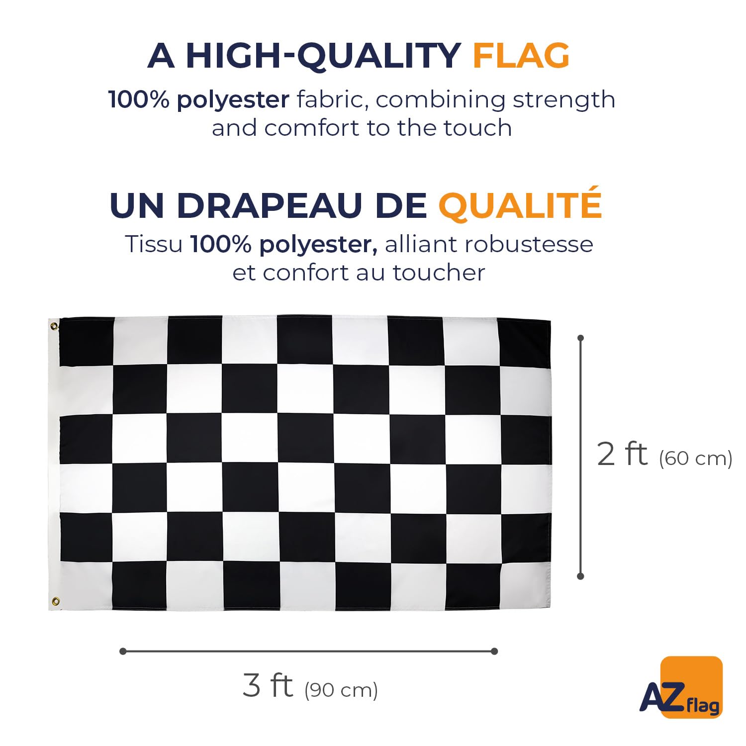 AZ FLAG - Checkered Black and White Flag 2' x 3' - Car Race Flags