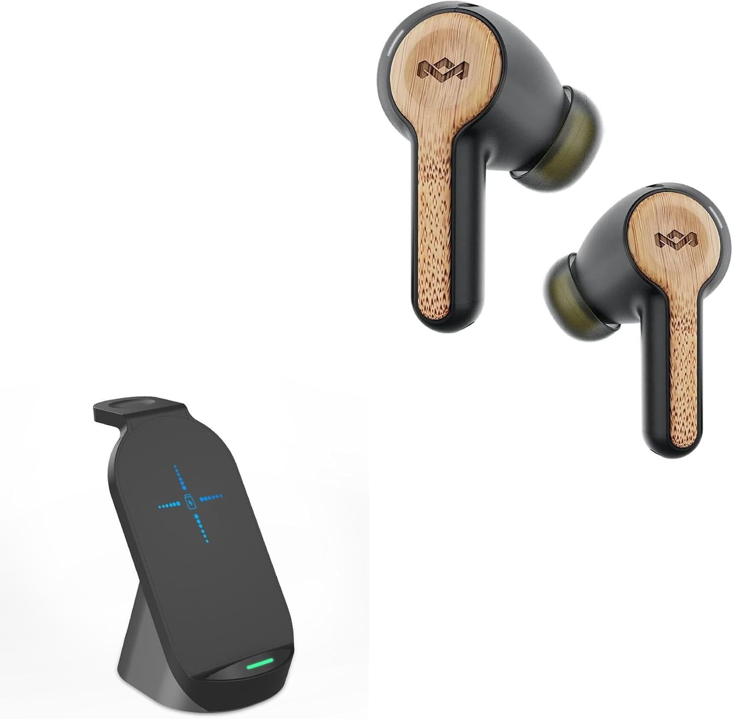 BoxWave Charger Compatible with House of Marley Rebel - Compact Wireless MultiCharge Stand (10W), Wireless Qi Stand Charger Watch Earbuds - Jet Black