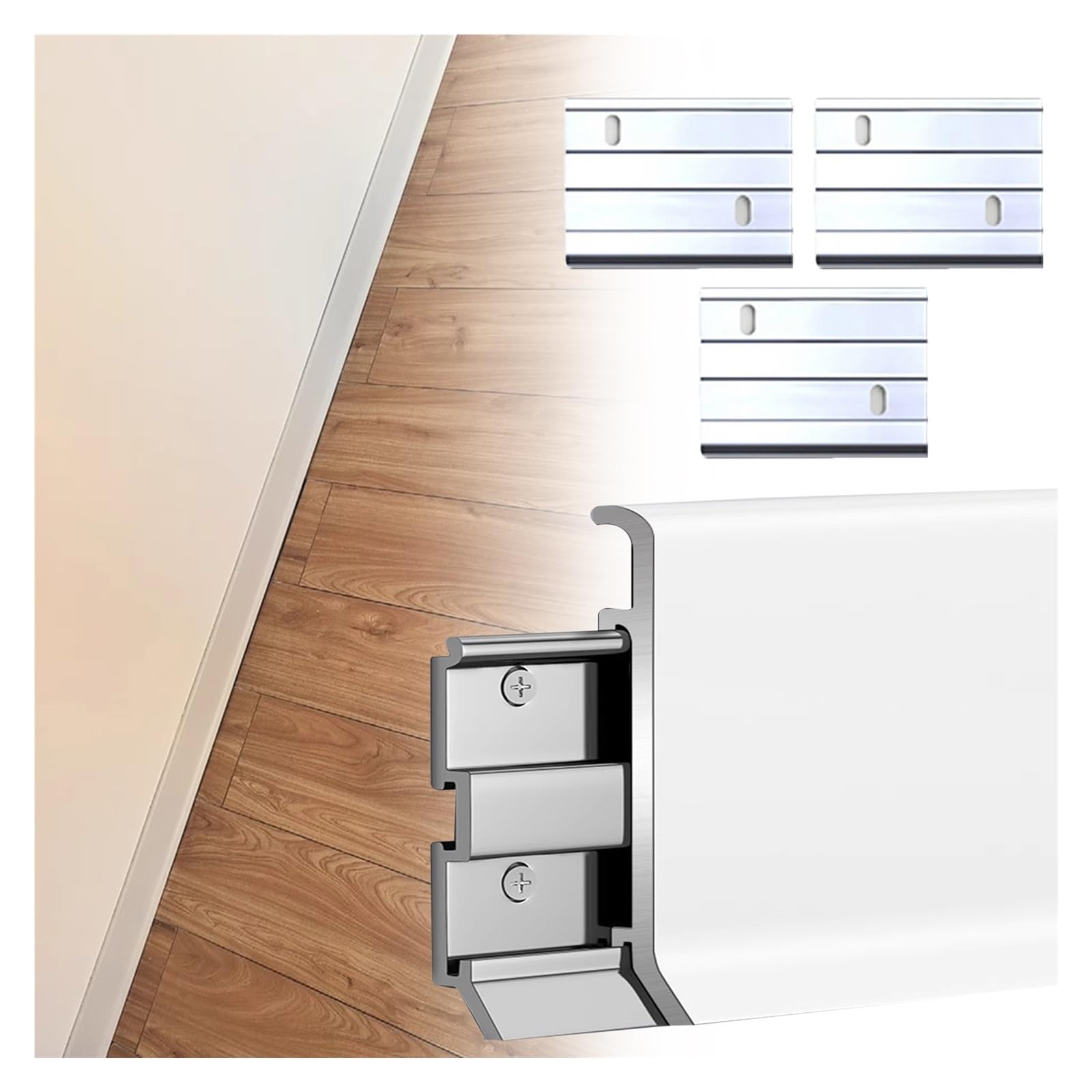 Listwa przypodłogowa aluminiowa - 4,1 stopy, białe panele przypodłogowe do salonu, sypialni, kuchni i przedpokoju(8pcs)