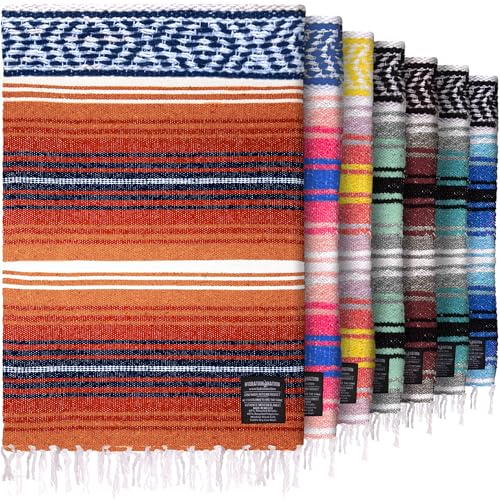 Authentic Large Handwoven Mexican Blanket - Soft Yoga- Durable Serape- Lightweight Falsa