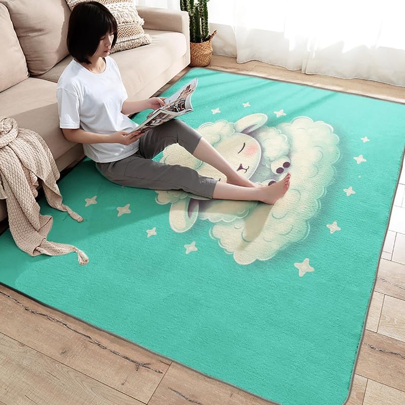 Miniatura 4 de Alfombras lavables para sala de estar, dormitorio, alfombra de oveja y decoración del hogar, alfombra de área de animales bonitos de 5 x 8 pies,