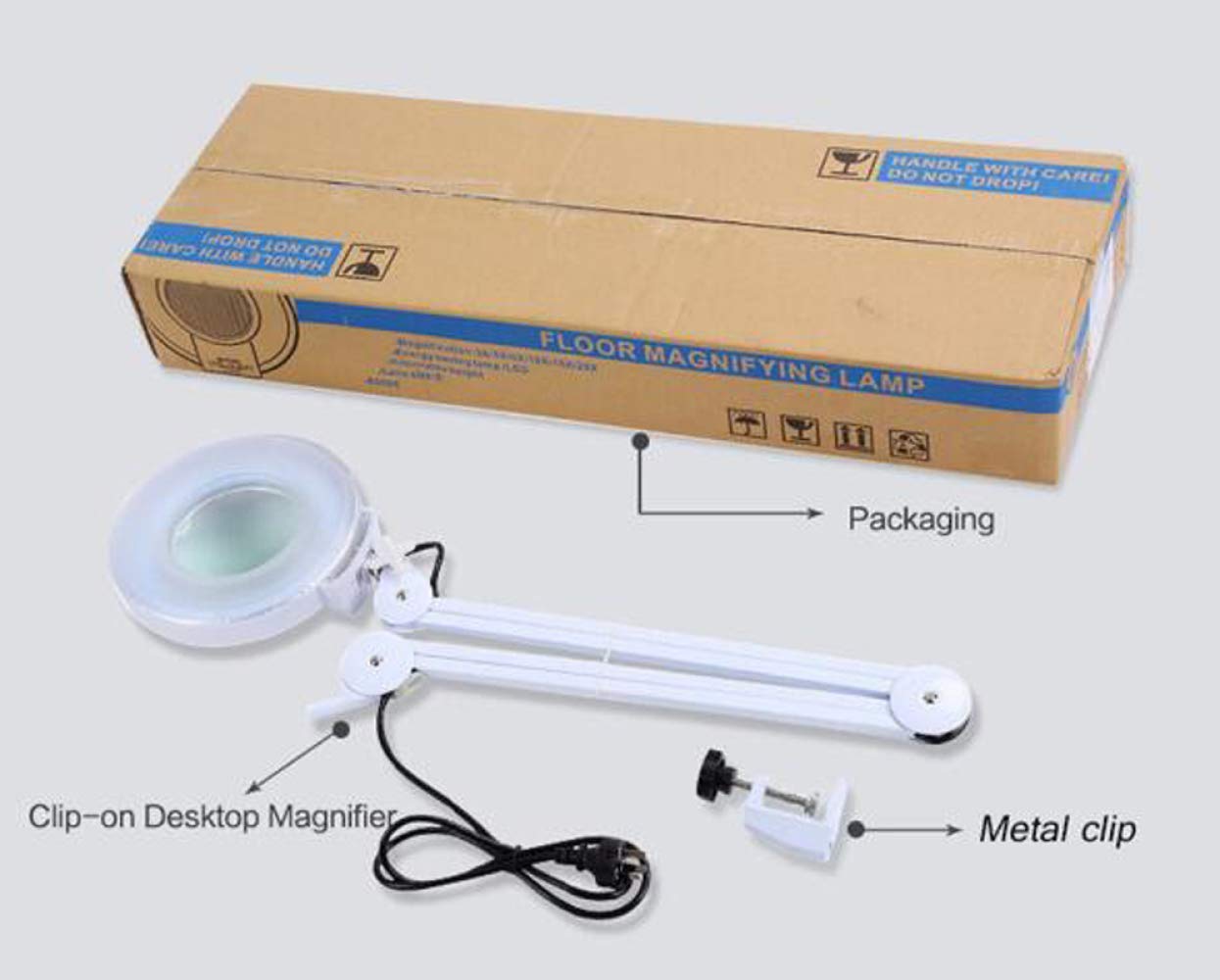 Lupa, lámpara de aumento de 5 aumentos, lente con luz diurna brillante, lámpara de escritorio con aumento, brazo oscilante giratorio, lámpara de sobremesa para mesa, tareas, manualidades, joyería