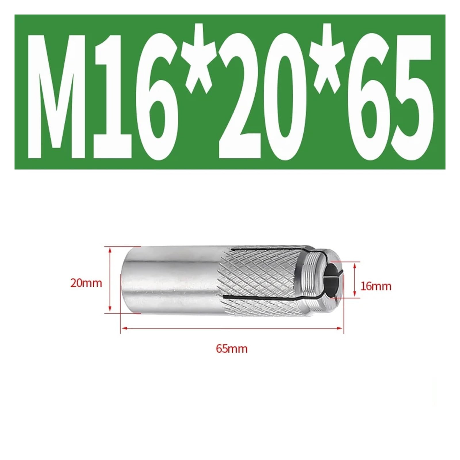 Tapones for tubos de expansión internos de acero inoxidable 304, M6, M8, M10, M12 y M16, con perno de anclaje for explosión por impacto.(M16,3pcs)