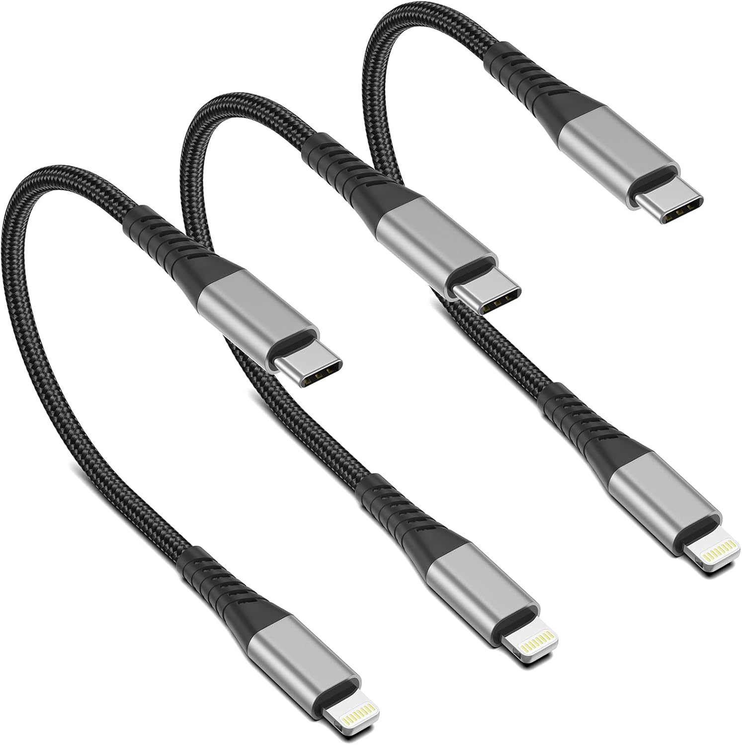 inch USB C to Lightning Cable Short 3-Pack, Kuwait Ubuy