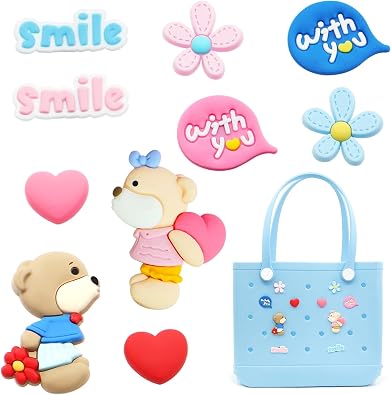 Lovebear Charms for Bogg Bag, 10 Pcs Summer Beach Bag Tote Handbag Decoration