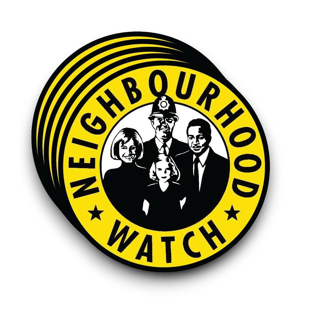 5 Pack - 8cm Neighbourhood Watch Self Adhesive Stickers - Sign CCTV, Warning, Sign, Recording, Private Property, Surveillance SG163