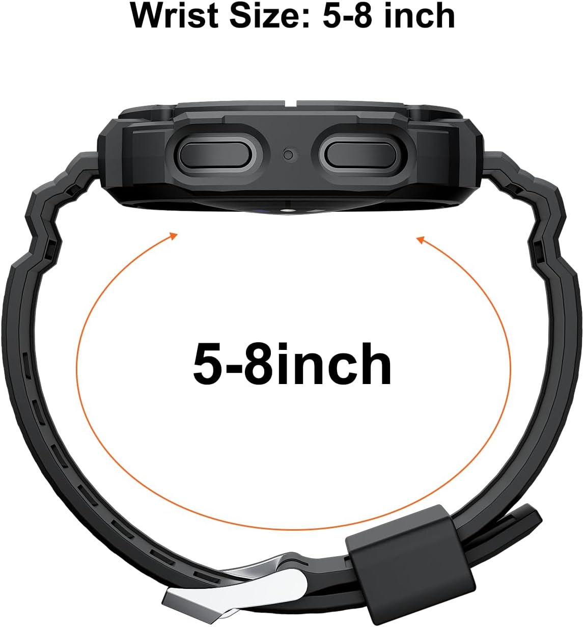 2025 Watch Band for Samsung Galaxy Watch 8 40mm Band with Case and Tempered Glass Screen Protector TPE Rugged Protective Replacement Cover for Men, Black - Image 3