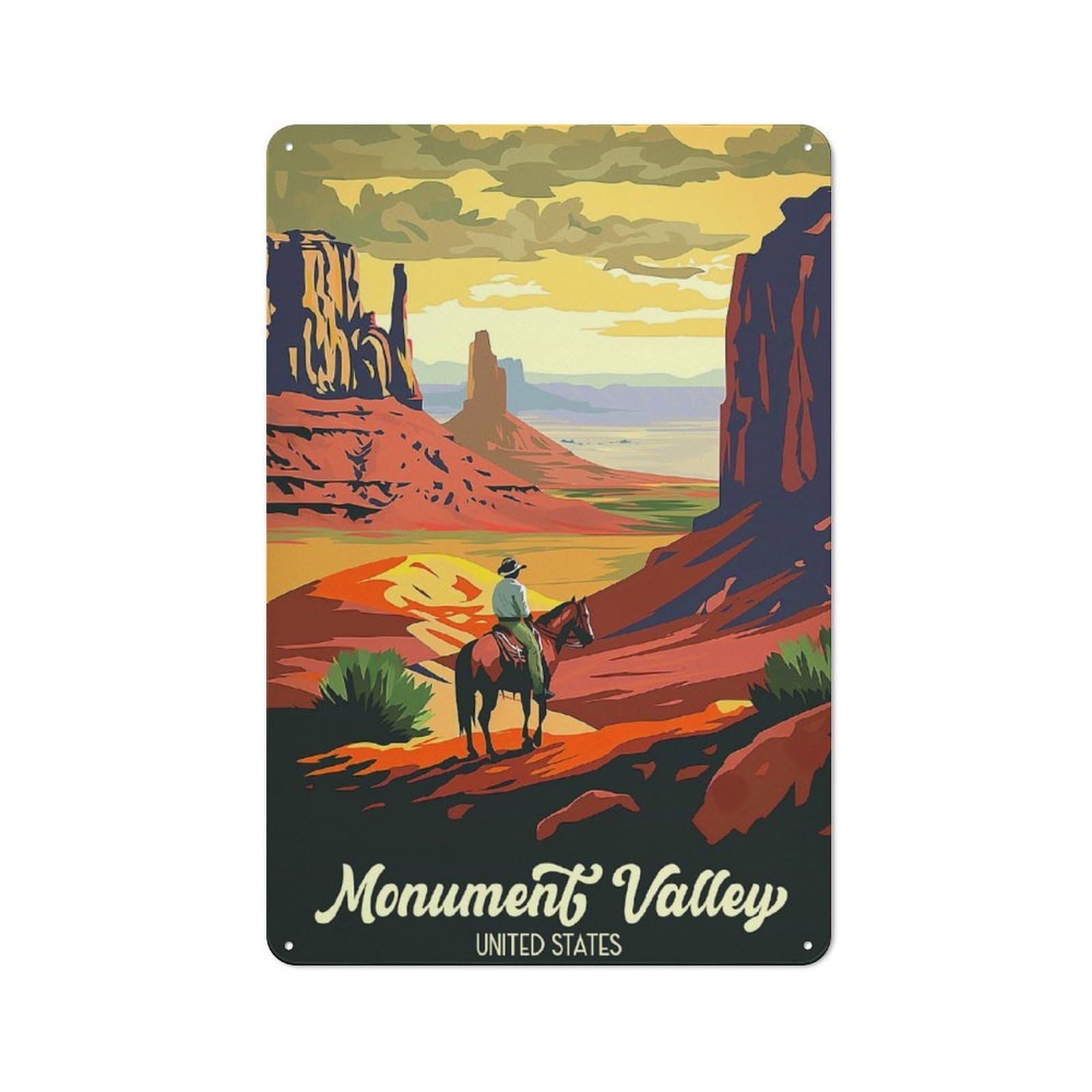 Junmoney Style Tin Sign 30X20cm With Travel To Monument Valley For Workshop Wall, Retro Decor, For Metal Sign Collectors, For Cafés, Pubs And Restaurants