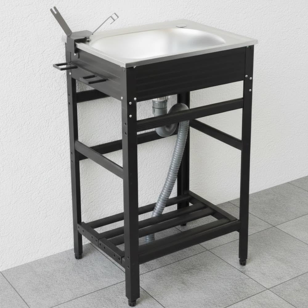 流し台 一層シンク 屋外流し台　新品未使用 Amazon.co.jp: ステンレス 大容量 自立型シンク,屋外 簡易式キッチン用
