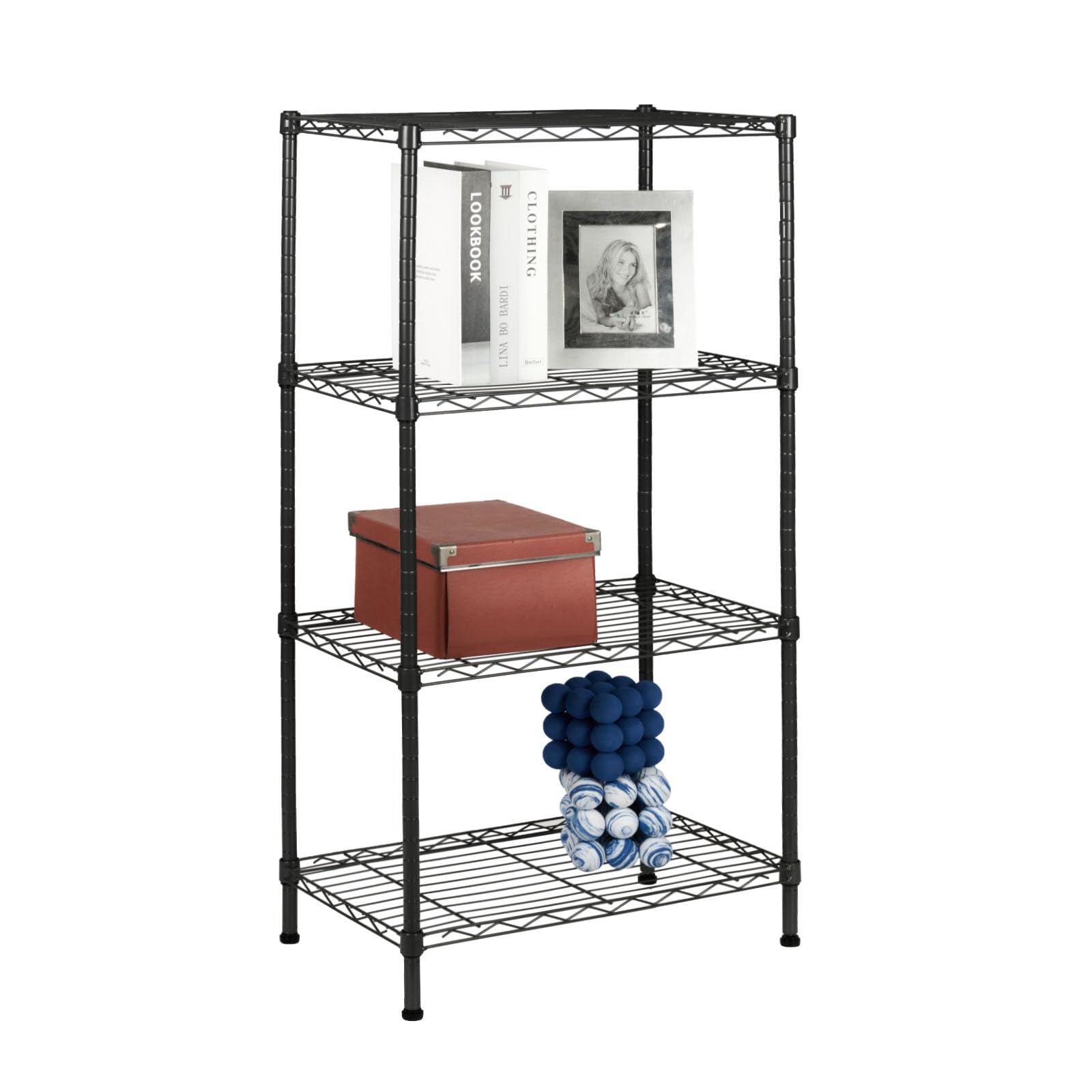 Rocky - Estantería de Rejilla (55 x 35 x 110 cm, Capacidad de Carga de 50 kg por Estante, Sistema de Almacenamiento Multifuncional, 5 x 35 x 110 cm, Color Negro)