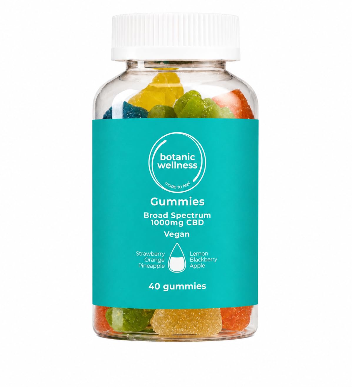 Botanic Wellness 1000mg High Strength CBD Gummies, Vegan, 40 Gummies