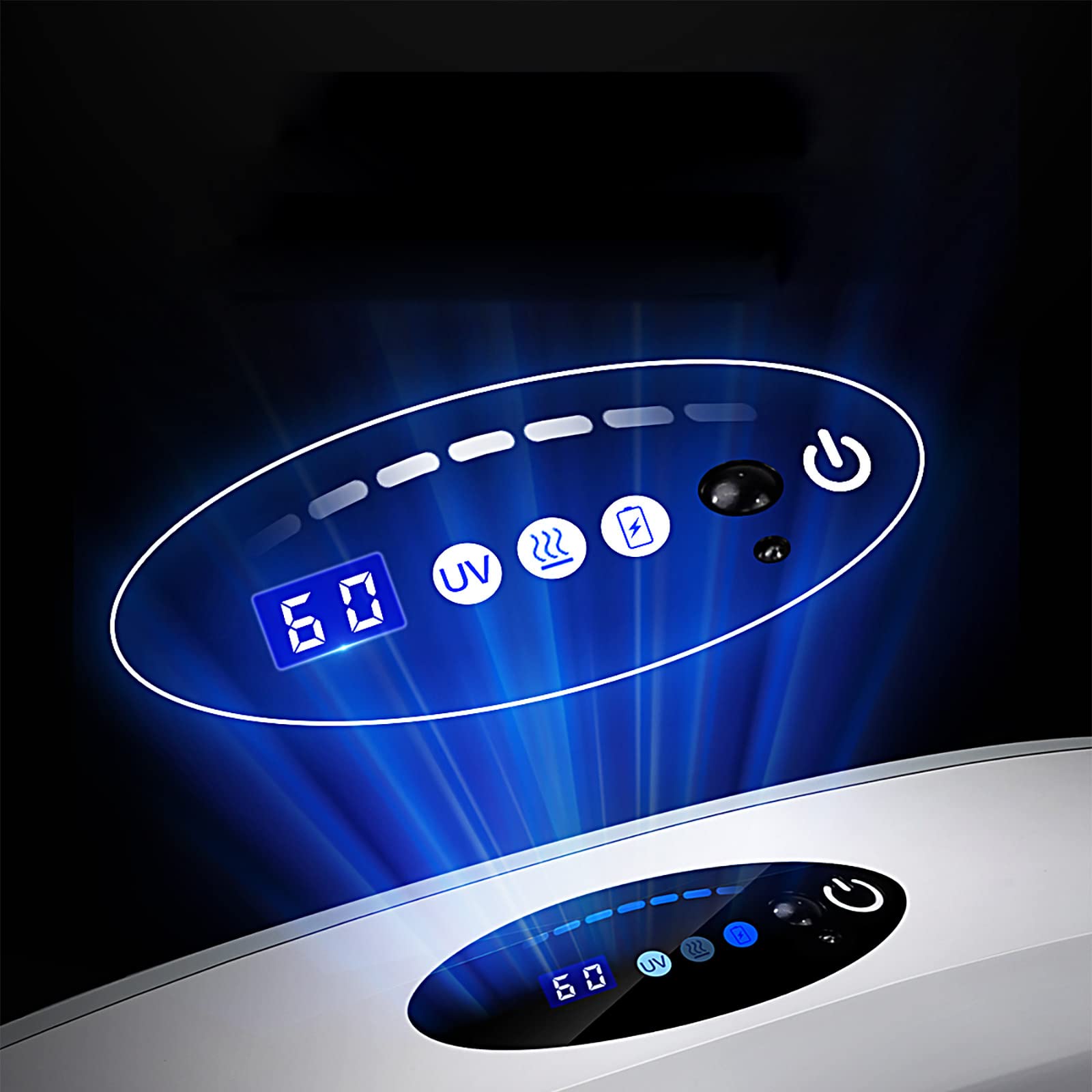 Porta Cepillo de Dientes, Soporte Cepillo de Dientes con Función Esterilizador Secado, LED Estuche Cepillo Dientes con Luz Nocturna, Organizador Baño USB Recargable Blanco