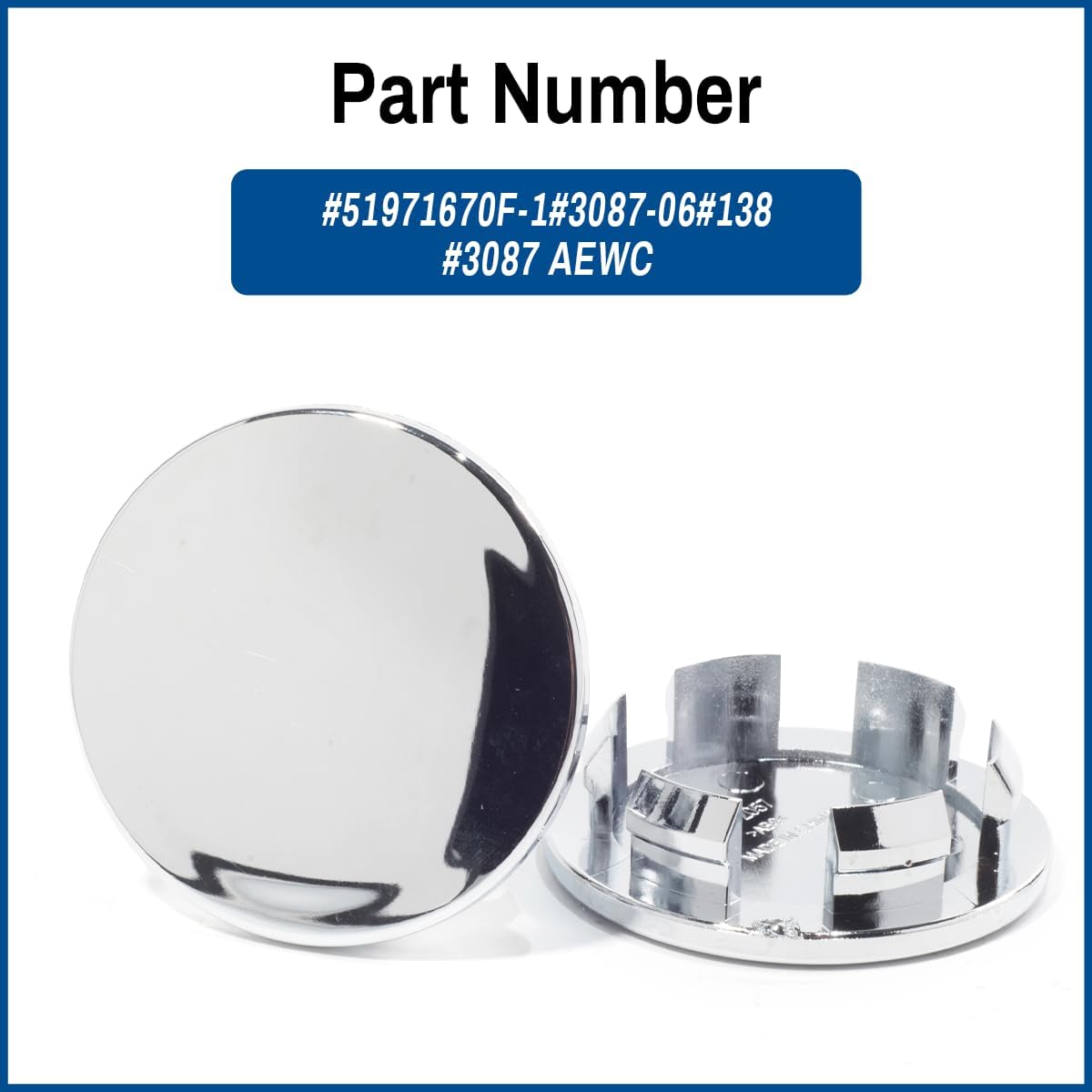 2.55Inch 64.7MM Wheel Center Cap for American Eagle Alloys Acc Wheels Rim Hubcap Replacement Covers 51971670F-1 3087-06 138 3087 AEWC, 4PCS, Chrome