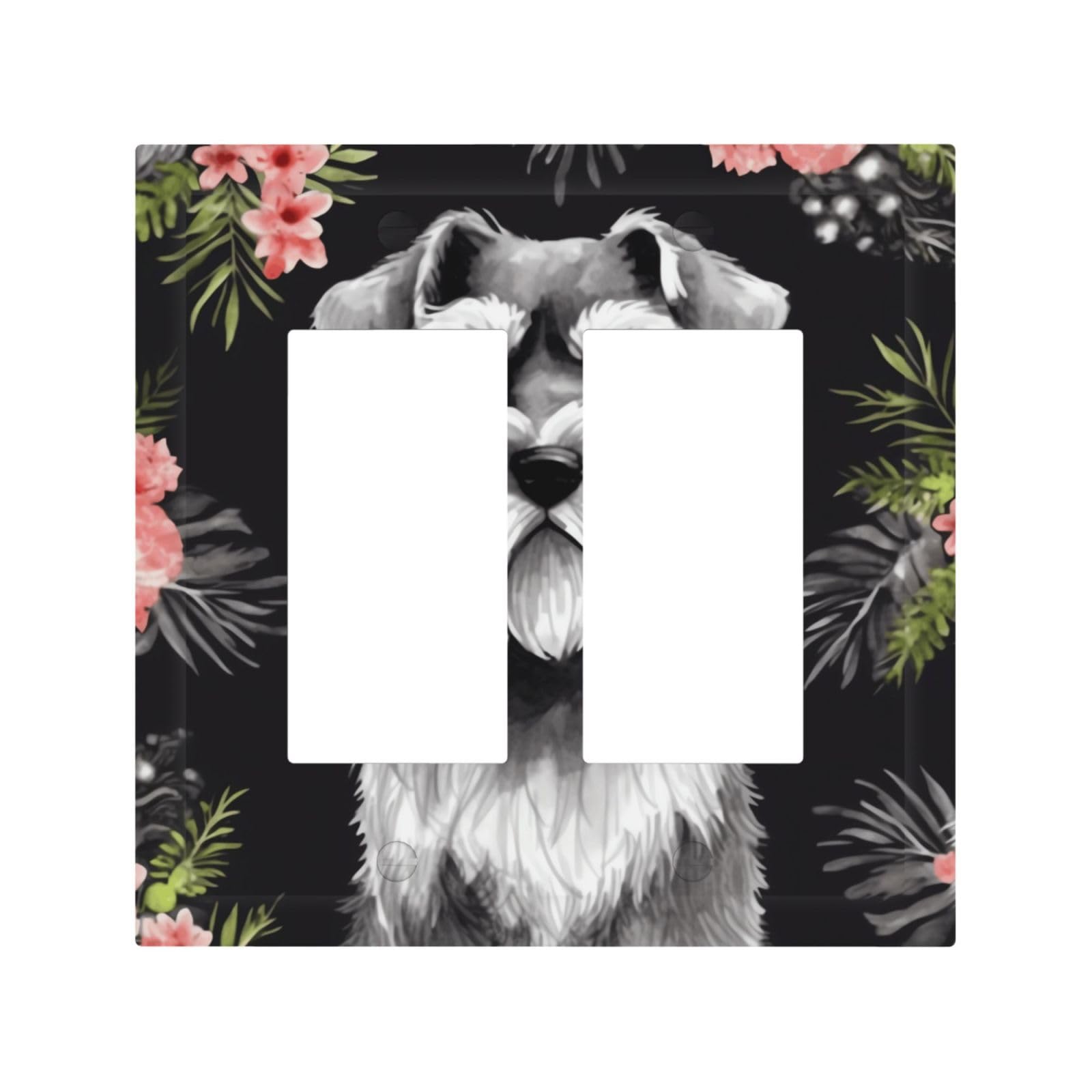 Decorator Double Toggle Light Switch Covers Schnauzer Wall Plate 2-Gang Mid Size 5" x 4.9" Double Toggle Switch Wallplate Decorative 2 Gang Wall Switch Plate Covers