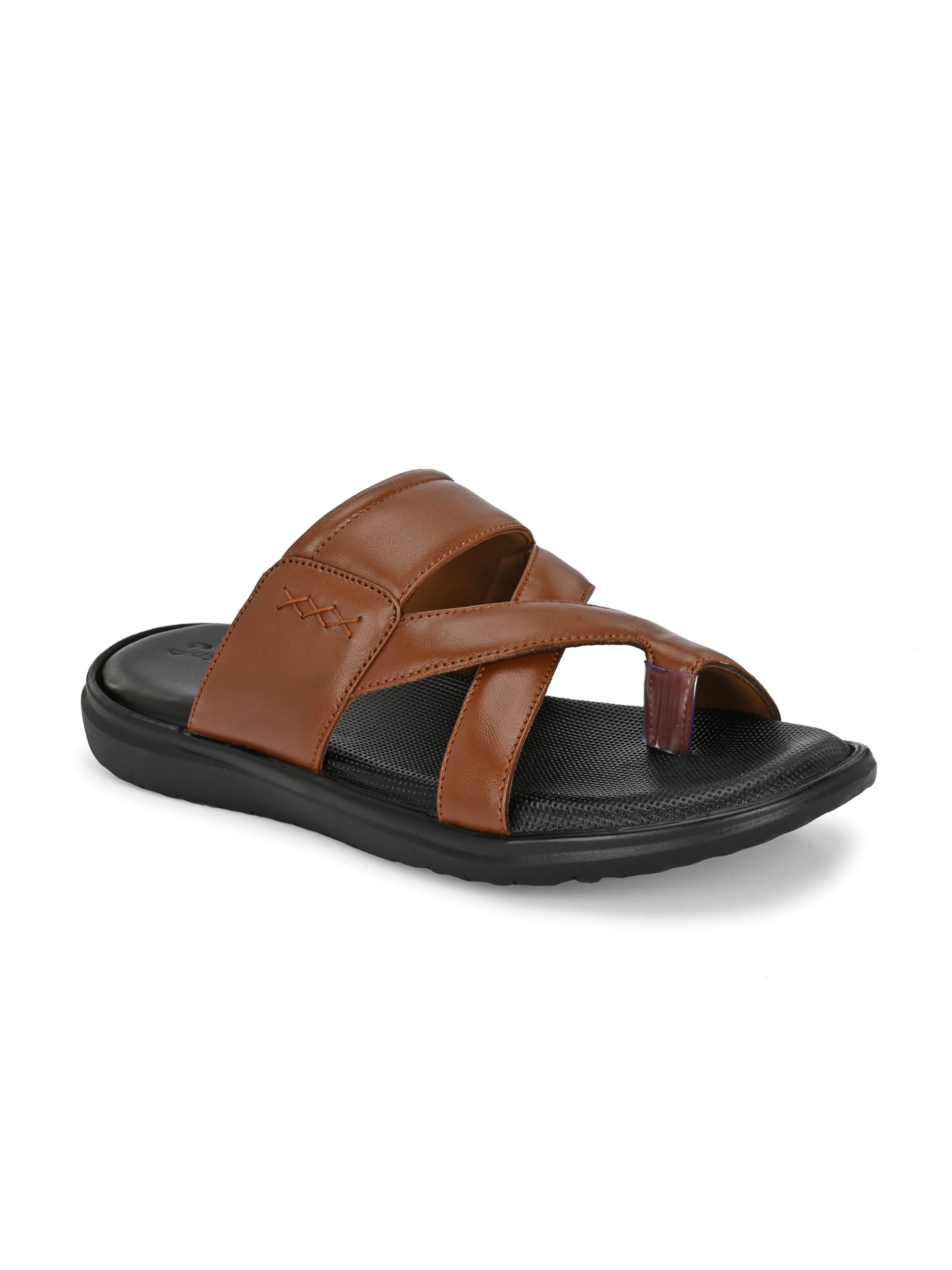 Men Handcrafted Leather Sandals | Cross-Strap Design, Pure Leather Insole & Lightweight Airmix Sole-image-8