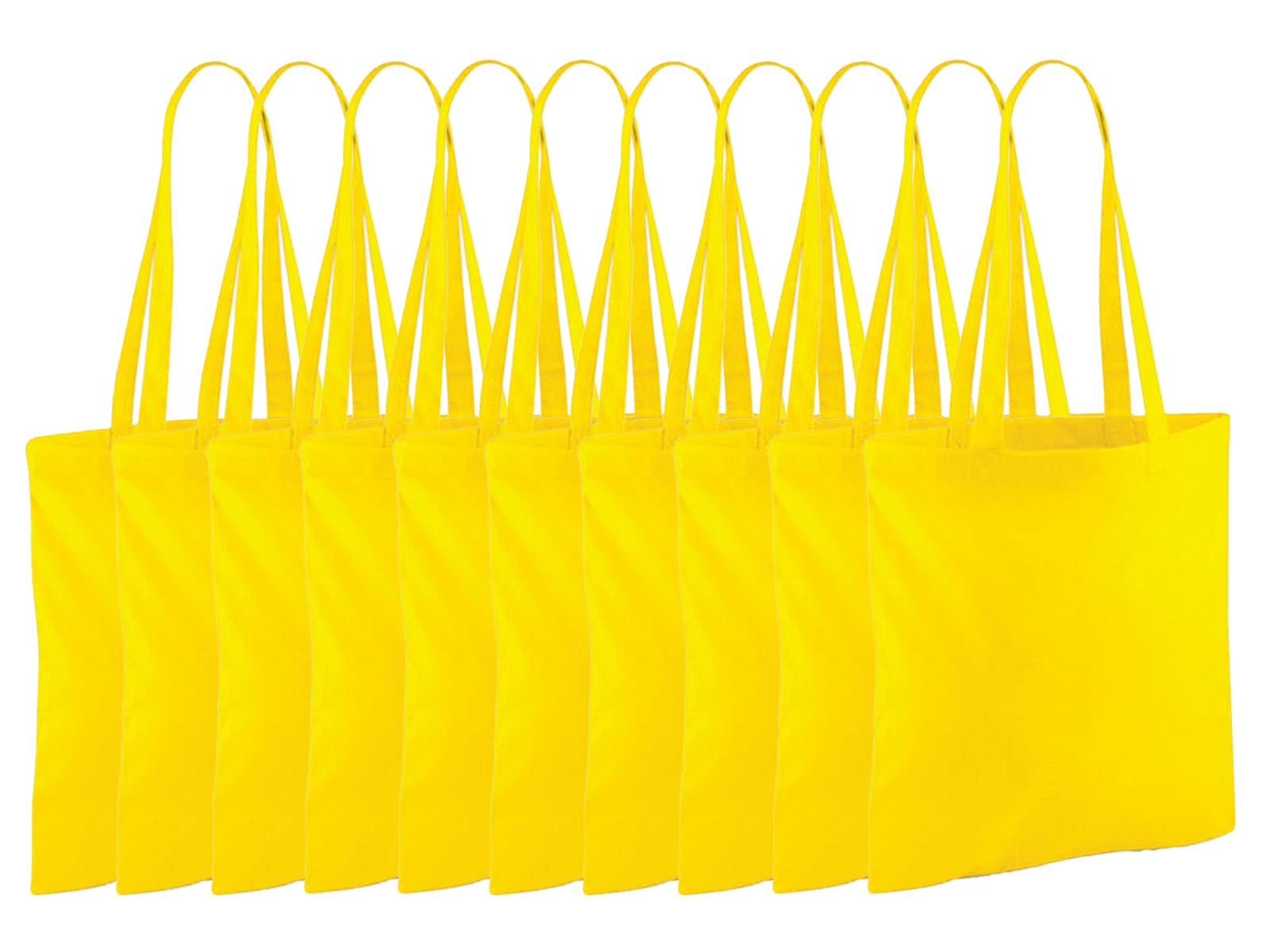 NGWorld Pack of Eco-Friendly Cotton Tote Bags - 10 x Yellow - One Size