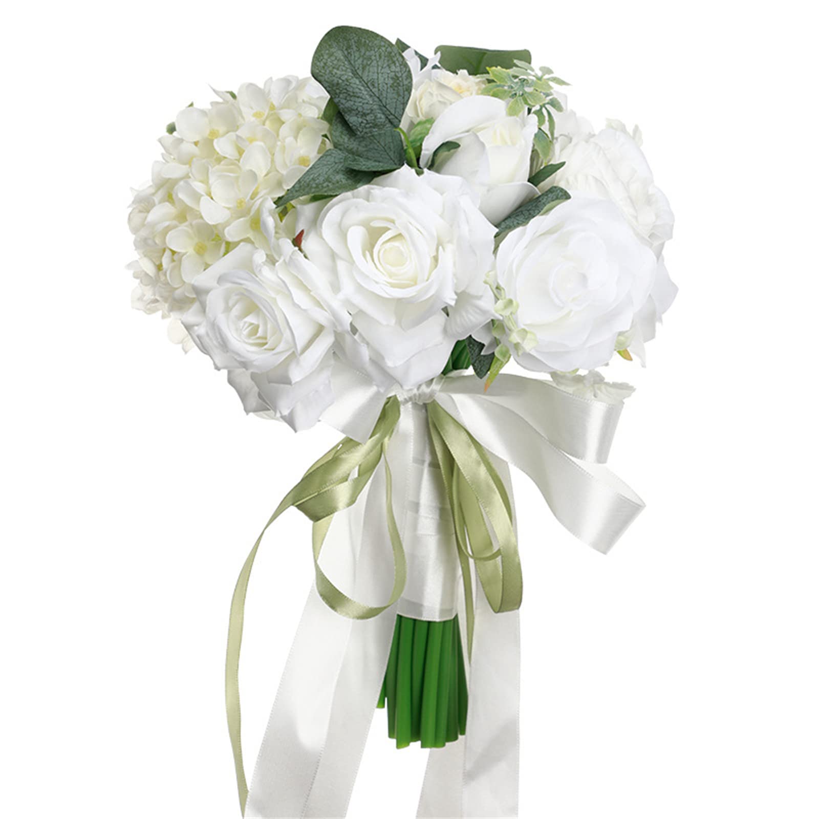 Hsioluted Bridal Bouquet Silk Rose Artificial Flower Bride Holding Flower Bridesmaid Bouquet for Wedding Party Decoration Simulated