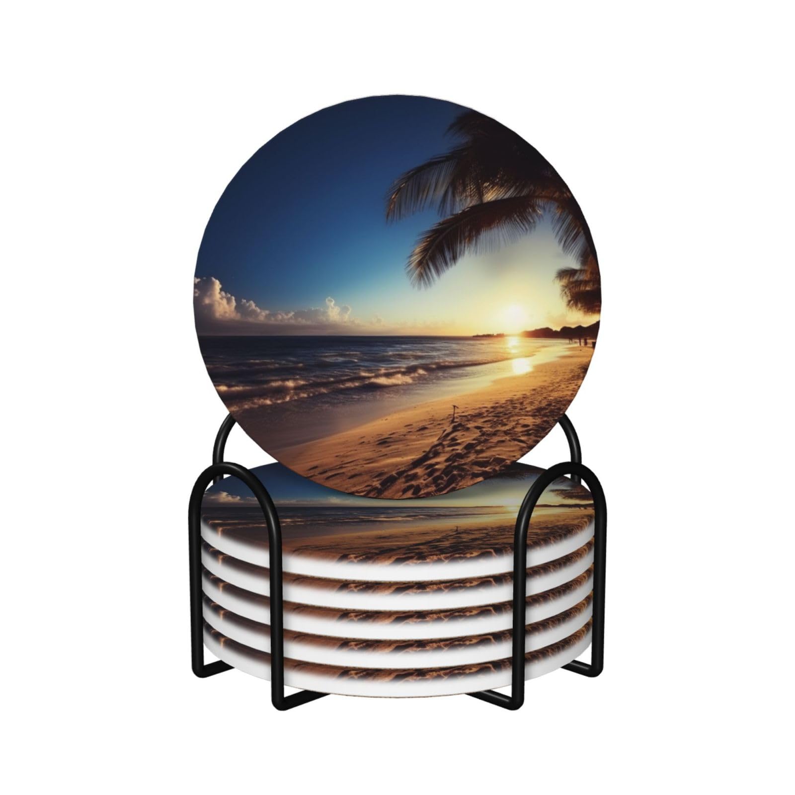 Dessous de verre céramique absorbant anti-rayure avec support métal