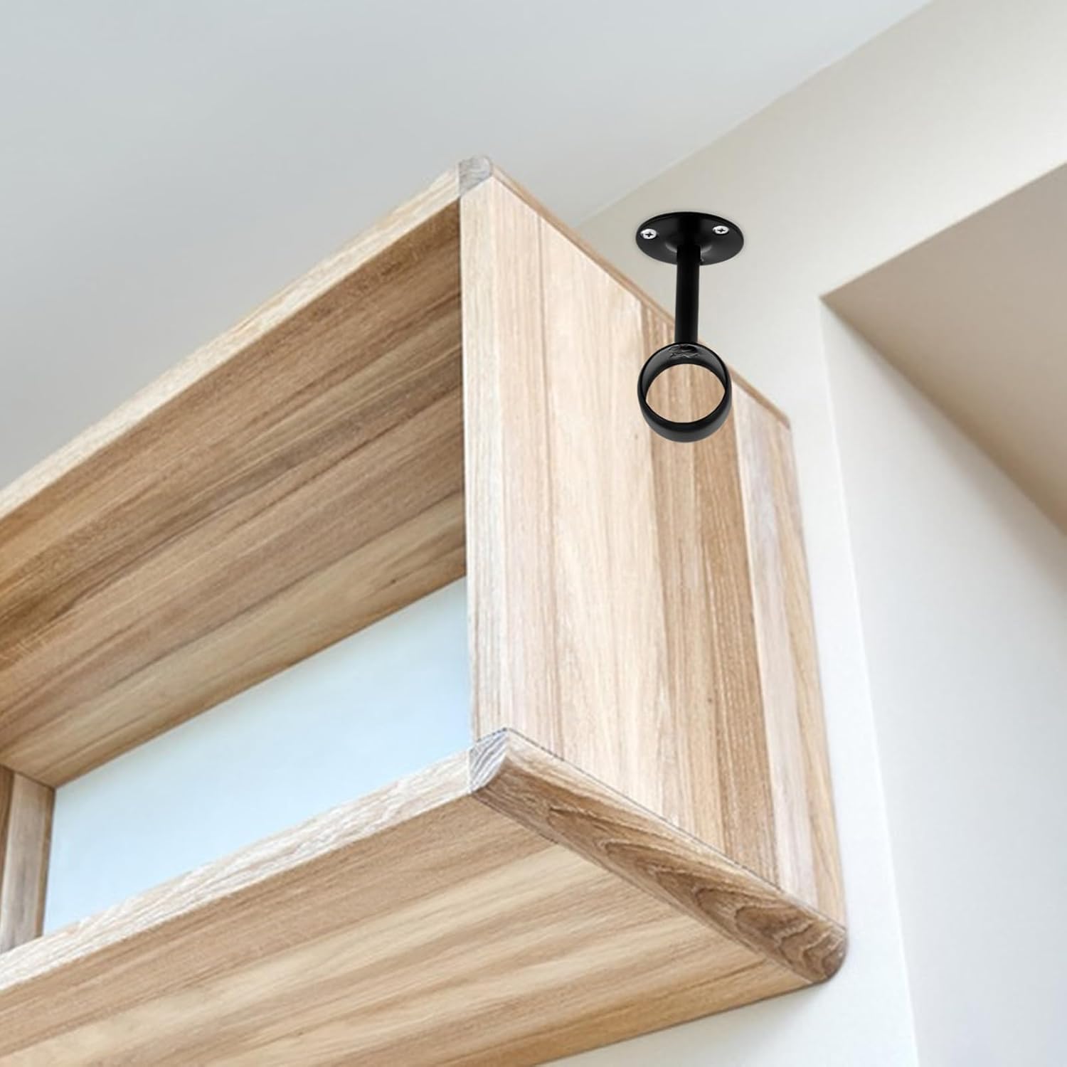 WOONEKY 4pcs Closet Pole Holders Closet Rod Flange Holders Ceiling Support Bracket for Wardrobe Pipe