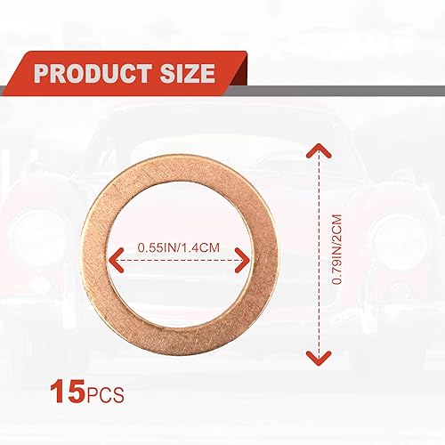 Miniatura 2 de Reemplazo de la junta del tapón de drenaje de aceite para Mercedes Oil Crush Washer 0.551 in Cooper Crush Washer Tapón de drenaje de aceite OEM PN