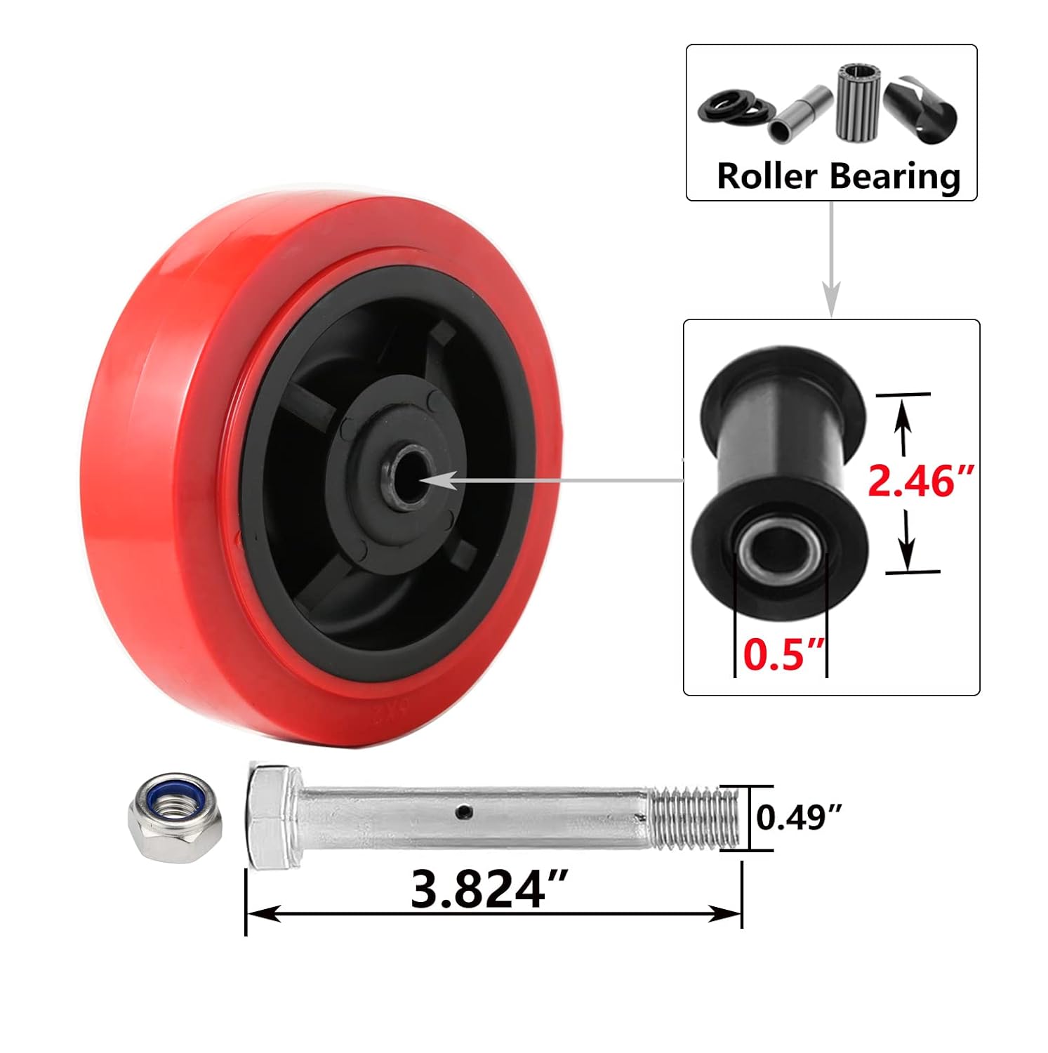 SY America 5" 4 Pack Plate Caster, Polyolefin/Polyurethane Wheel, Top Plate Caster Extra Width 2 inches, 3000 lbs Total Capacity (5 inches Pack of 4, 4 Swivel 2 w/Brake)