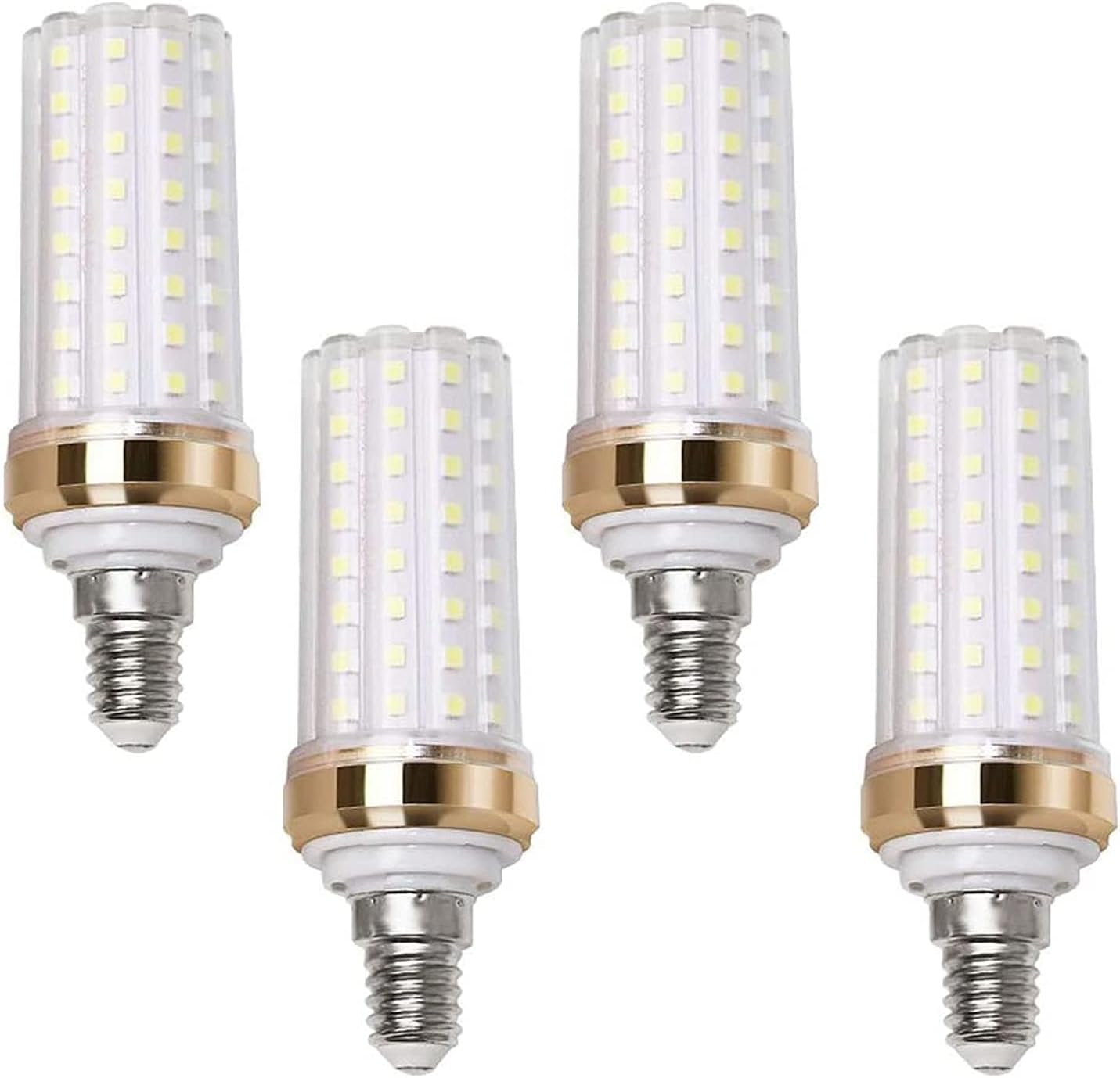 Lxcom Lighting E14 20W LED Candelabra Light Bulb (4 Pack)- 2835 SMD 88 LEDs 150 Watt Equivalent Daylight White 6000K LED Corn Light Bulbs E14 Base Lamp 1500LM for Home Lighting, AC85-265V