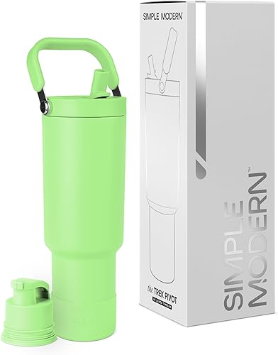 Miniatura 30 de Simple Modern Trek Pivot | Vaso con tapa abatible y popote de 30oz con asa | Botella de agua y bota | Popotes y tapas de chupito intercambiables |